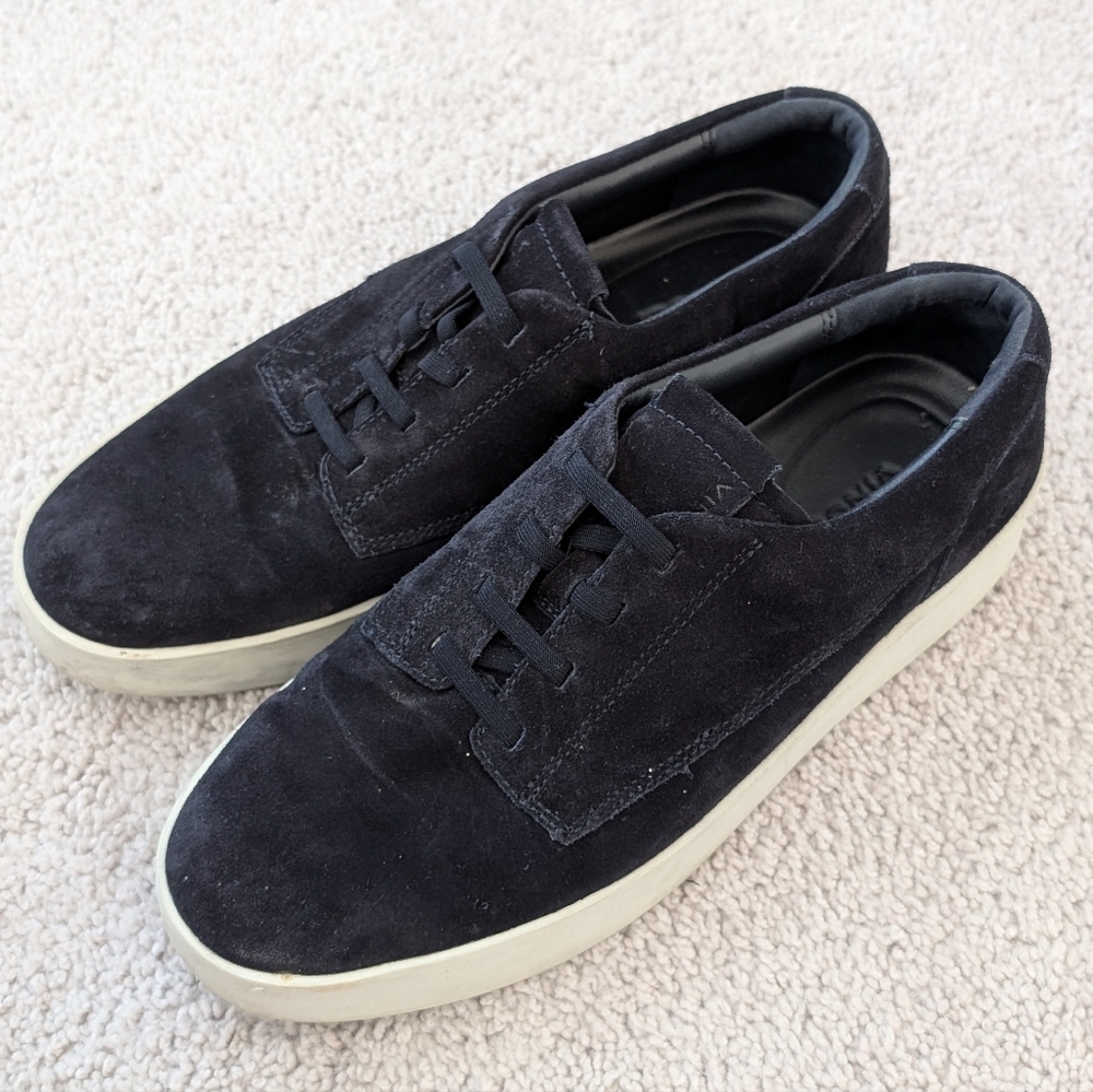 Vince Pine Slip-On Coastal Dark Blue Suede Sneakers Size 7.5 Mens